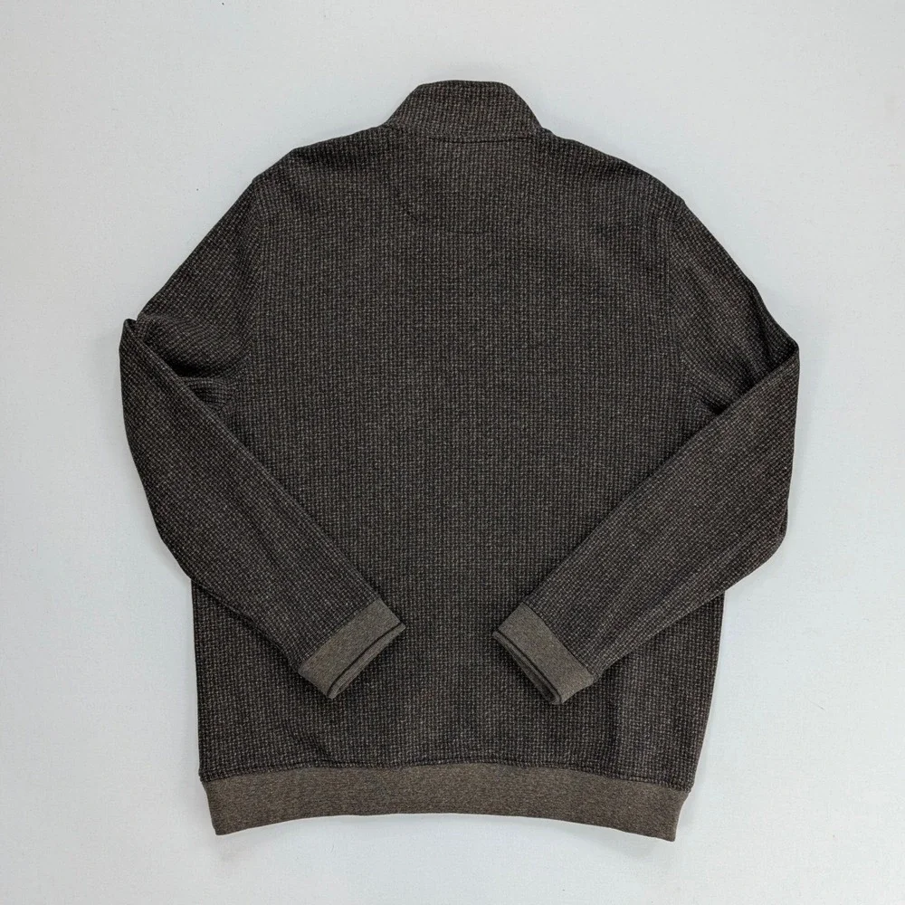 Jos A Bank Reserve Full Zip Sweater Jacket Brown Cotton Men's L